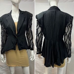 Vintage Women’s L Addiction Black Tailcoat Goth Core Jacket 90s Steampunk Blazer